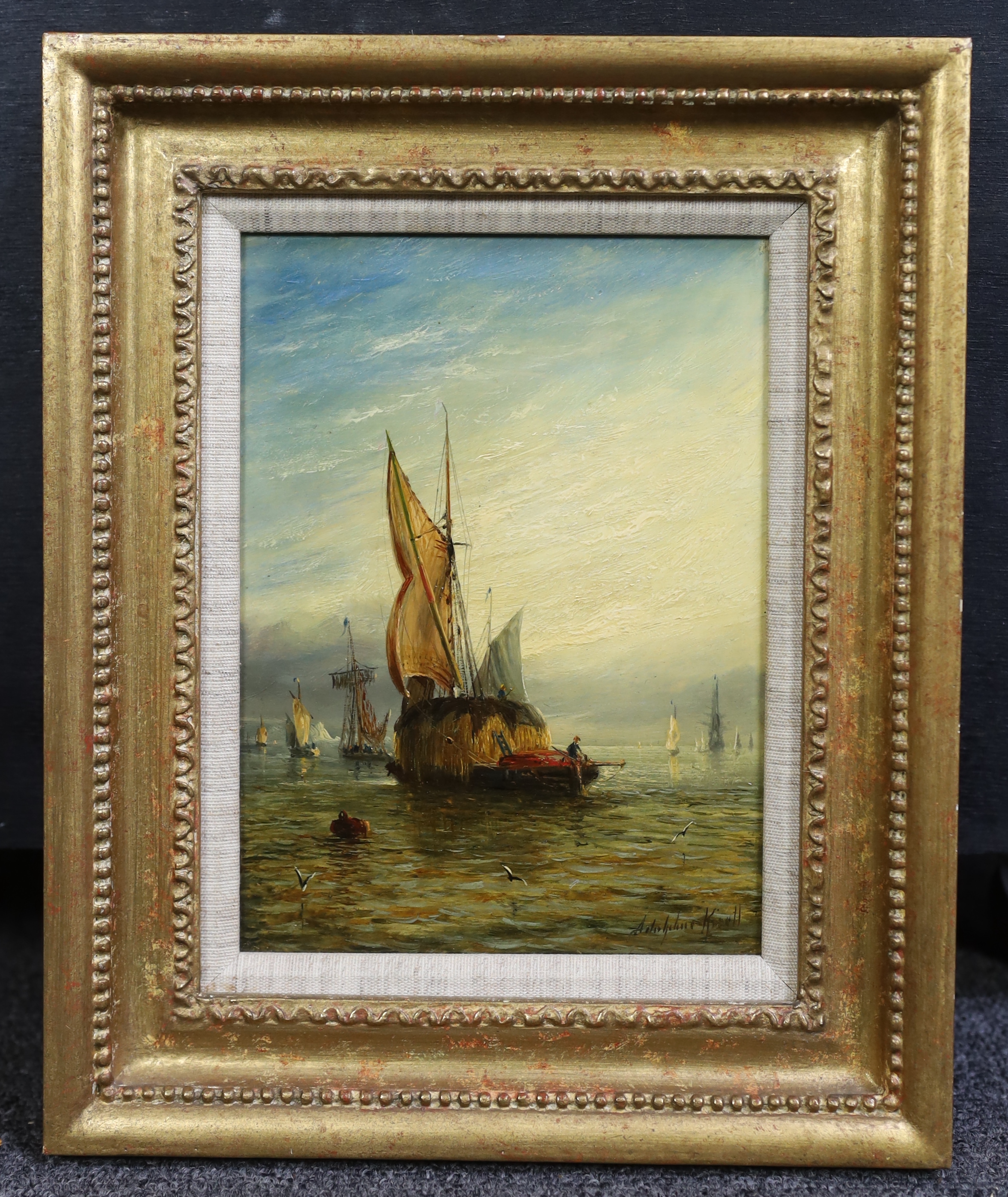 William Adolphus Knell (British, 1801-1875), Billowy Skies, oil on board, 19.5 x 14cm